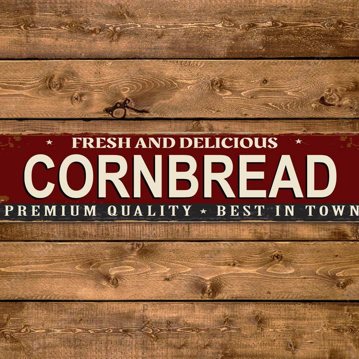 Cornbread Street Sign Barbecue de qualité supérieure, fumé lentement, style vintage pour la vente par Game Time Prints