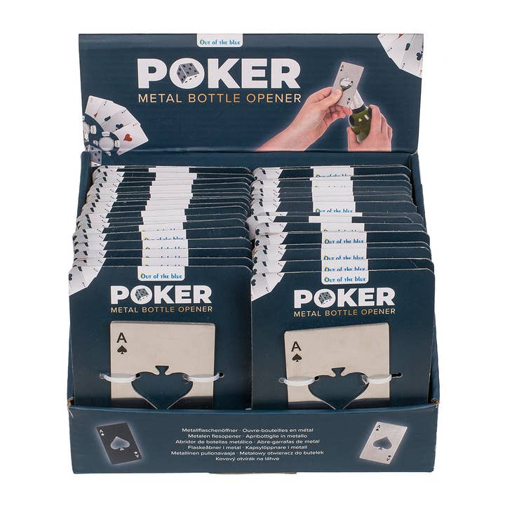 Apribottiglie in metallo con design poker per la vendita all'ingrosso da parte di Accentra