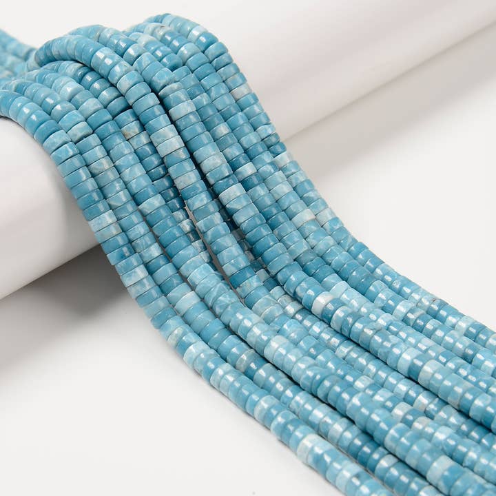 CRCBEADS - Wholesale Beads - Larimar Quartz Heishi Disc Beads Size 2x4mm 3x6mm 15.5'' Strand1