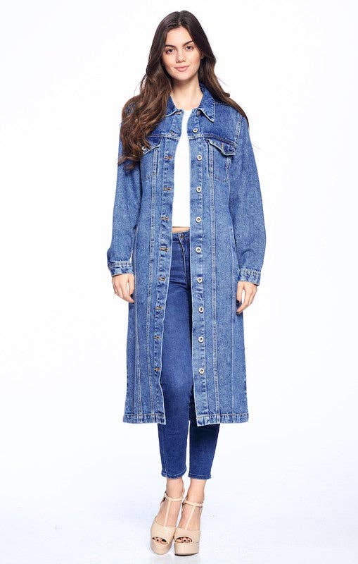 patrol jeans – wholesale Denim jacket – Women's – LDJ-4025-Ladies Long Denim Jacket6