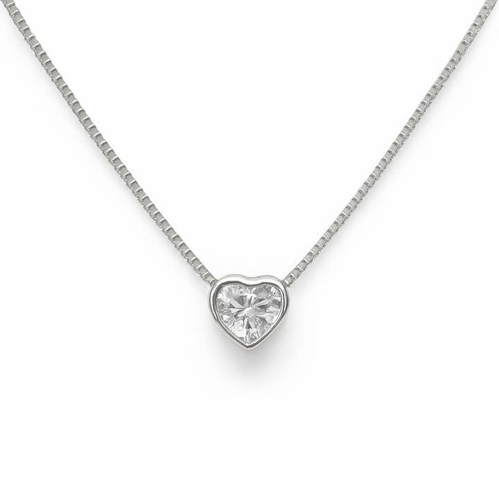 Kæde "Querida" – 925 sølv rhodineret, hjertevedhæng for engroshandel hos Impala