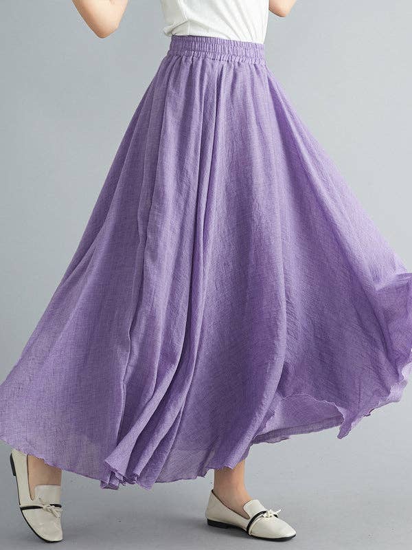 VividLux - Wholesale Skirt - Women's - A-Line Loose Elasticity Pleated Solid Color Skirts
