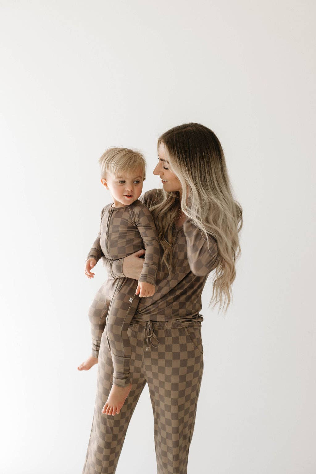 Forever French Baby - Wholesale Sleepwear Set - Women's - Women's Bamboo Pajama | Faded Brown Checkerboard8