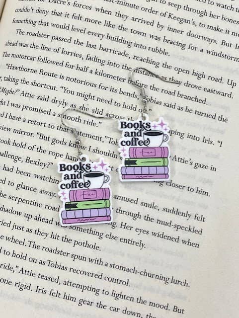 Briar layne - Wholesale Dangle Earrings - Books and Coffee Themed Bookish Earrings4