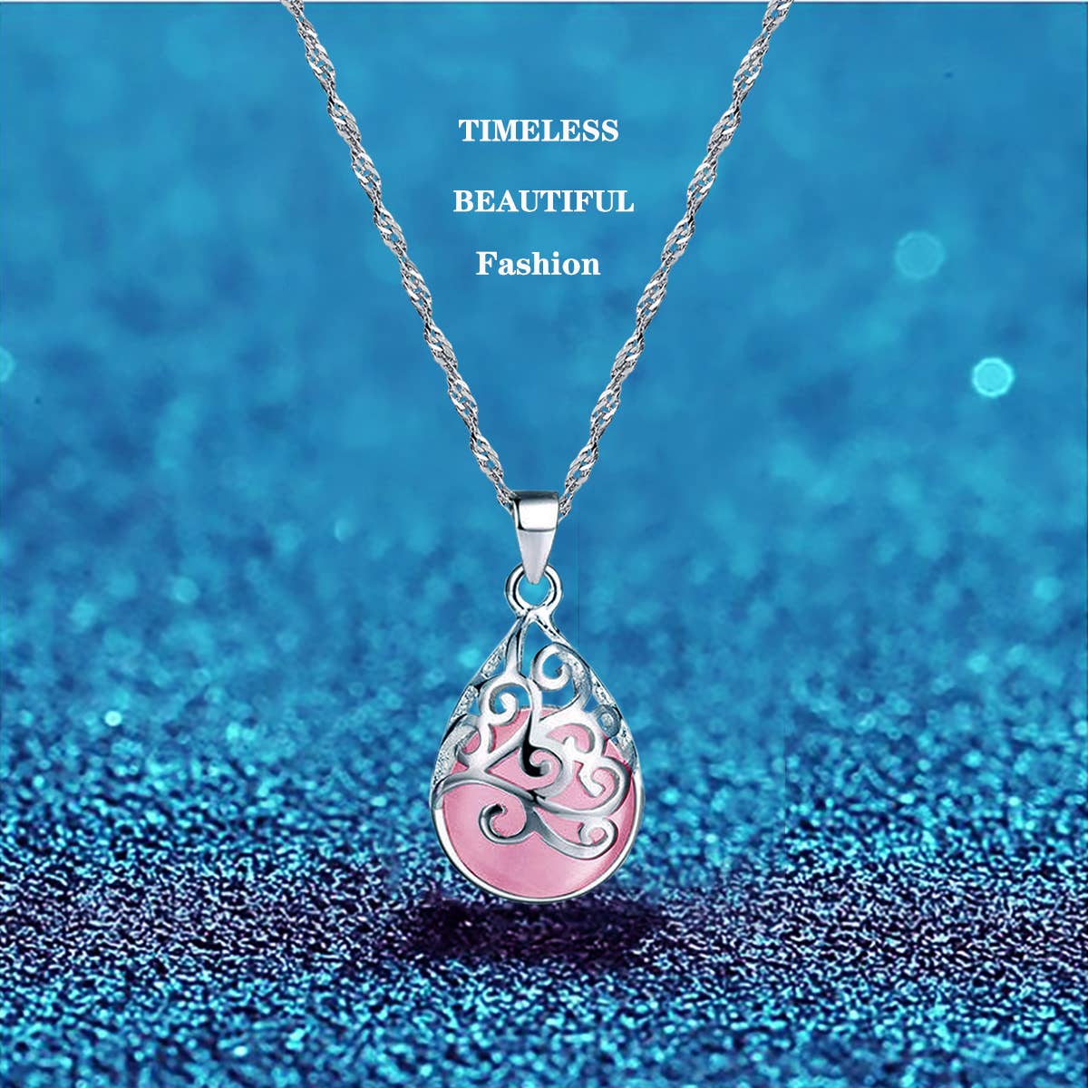 Wholesale White Gold Plated Moonstone Hollow Pendant Necklace for your