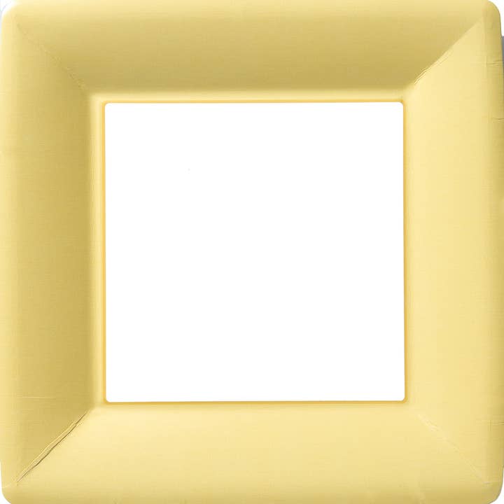 Boston International - Wholesale Disposable Plate - 7" Square Paper Plates Pack Of 8 Classic Linen yellow
