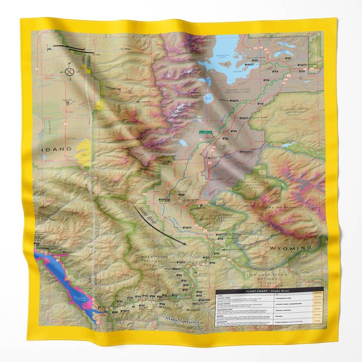Snake River Wyoming Microfiber Map Bandana for wholesale by Map the Xperience