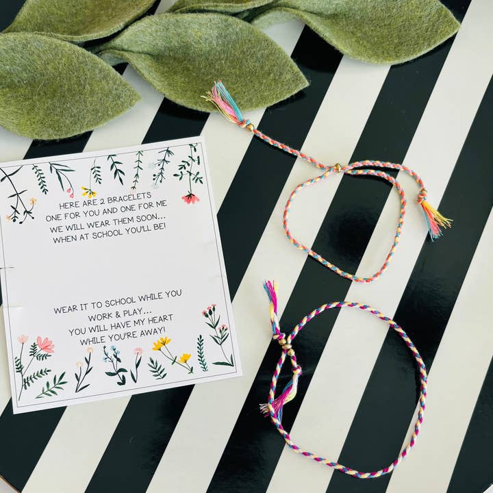 Peddle Your Paper - Wholesale Woven/Braided Bracelet - First Day of School Comfort Bracelet Gift; Mom/Child1