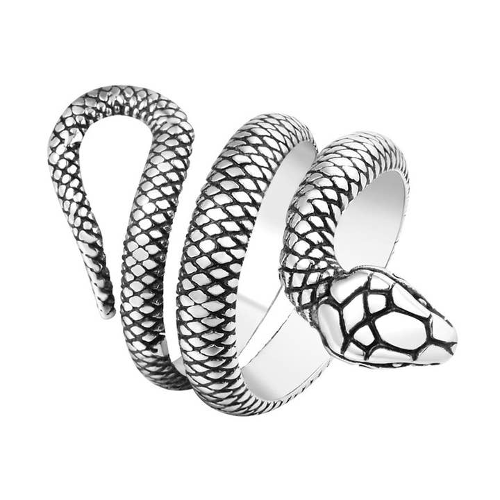 Retro Personalized Snake Python Titanium Steel Ring for wholesale by Tourtiwi