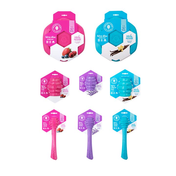FAIRE hive dog toys - mixed scent & color assortment (16-unit case pack) for wholesale by Project Hive Pet Company