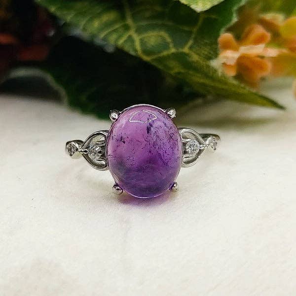 AMETISTA base Argento SAMATHA ~ Anello regolabile in Ametista naturale in vendita all'ingrosso su Faire