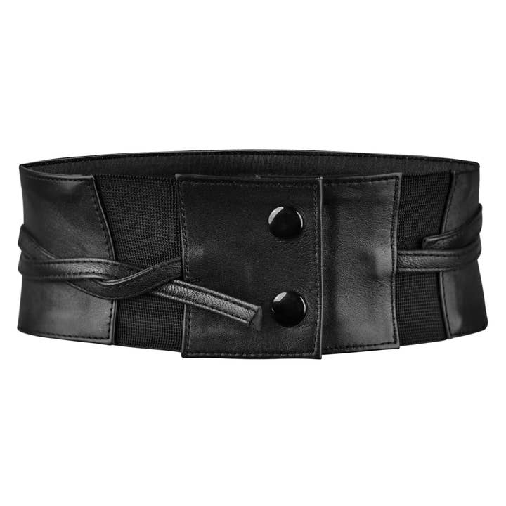 Miss Leather - Wholesale Corset - Women's - Womens Black Leather Wide Corset Belt Fashion Waist Belt
