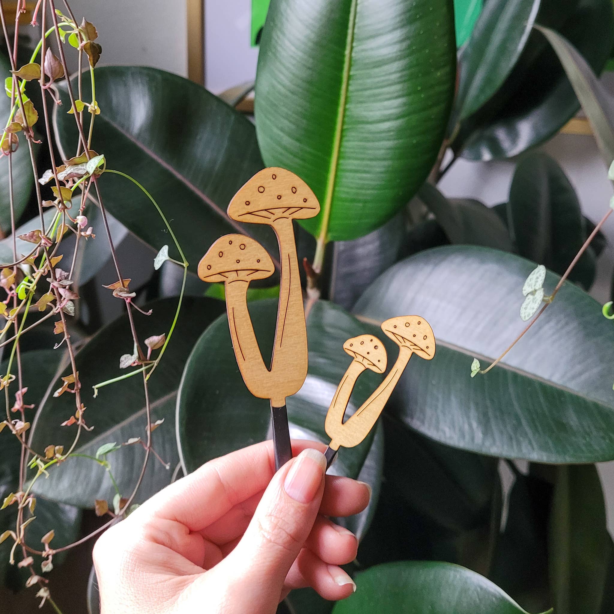 Leaf & Node - Wholesale Garden/Lawn Stake - Mushroom Decorative Houseplant Stake (Wood, 2 Sizes)6