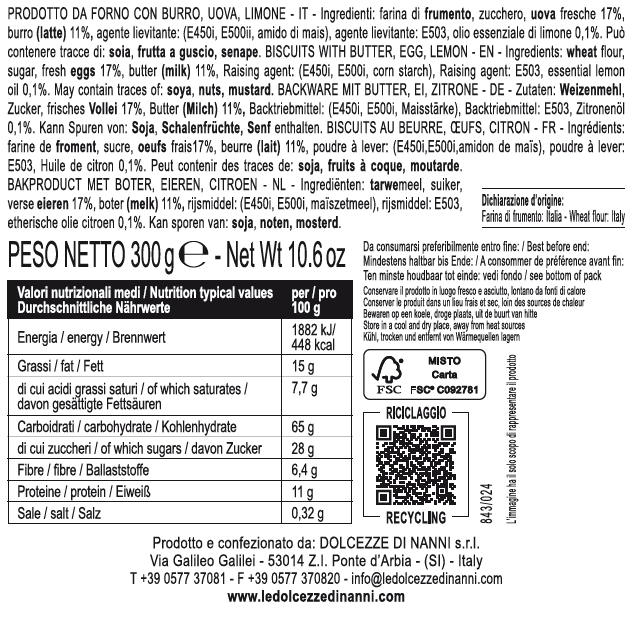 Le Dolcezze di Nanni - Venta al por mayor Galletas - 843 Galletas de limón, tradición toscana italiana1