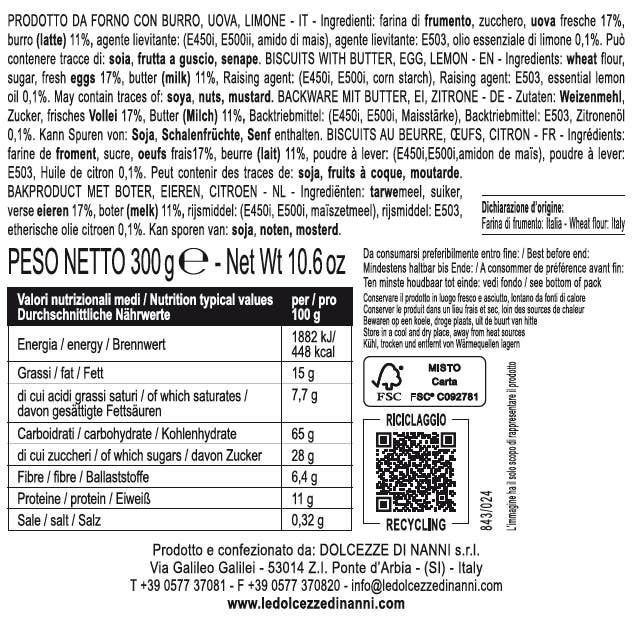 Le Dolcezze di Nanni - Venta al por mayor Galletas - 843 Galletas de limón, tradición toscana italiana1