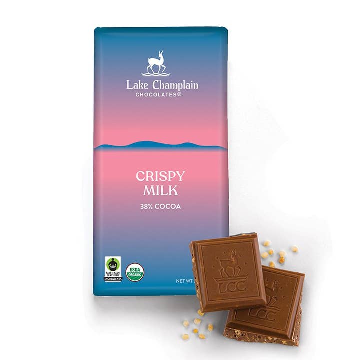 Crispy Milk Chocolate Organic Signature Bar for wholesale by Lake Champlain Chocolates