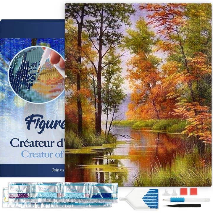 Diamond Painting - Lake in Autumn 40x50cm Framed canvas for wholesale by Figured'Art (UK)