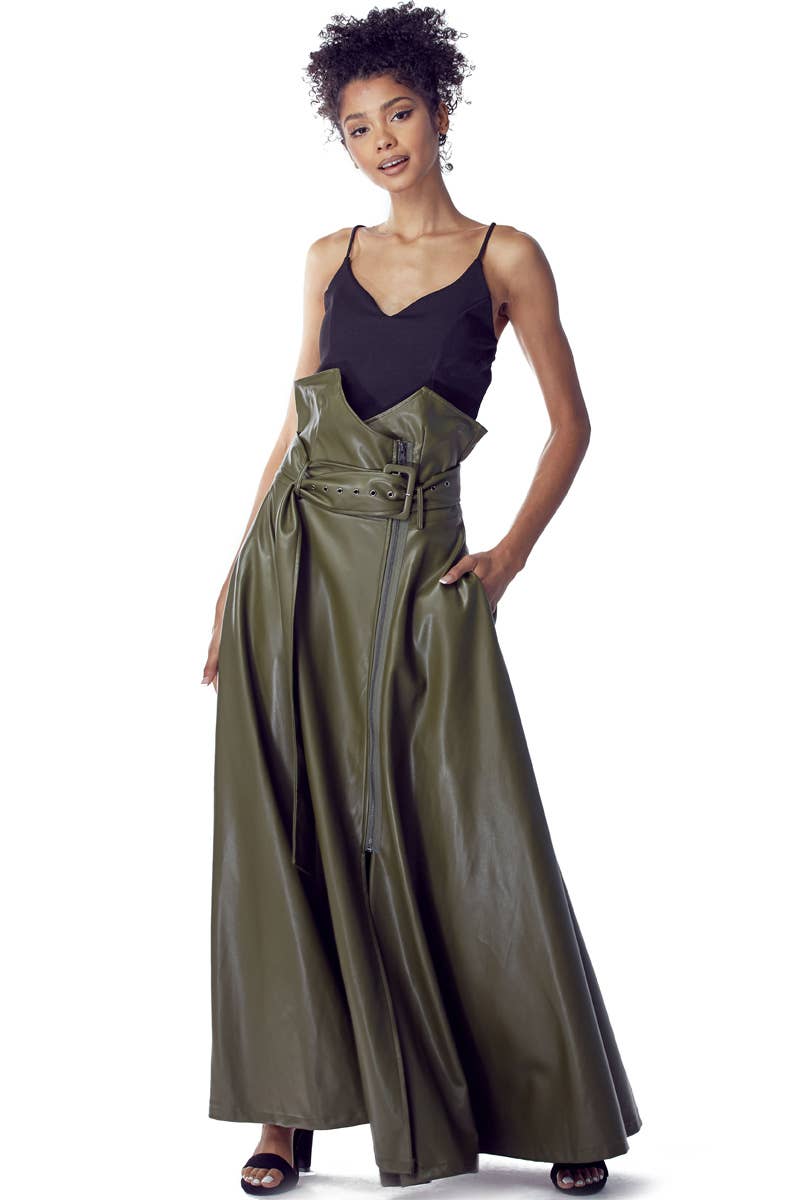 TOV – Großhandel Rock – Damen – [SK4101] Hochtaillierter Rock aus veganem Leder7