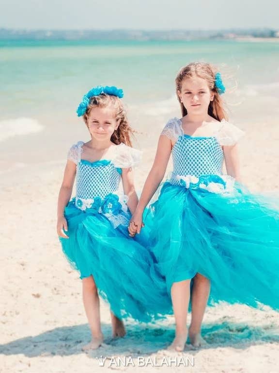 Blue and White Flower Girl Dress for Junior Bridesmaid for wholesale by Ana Balahan