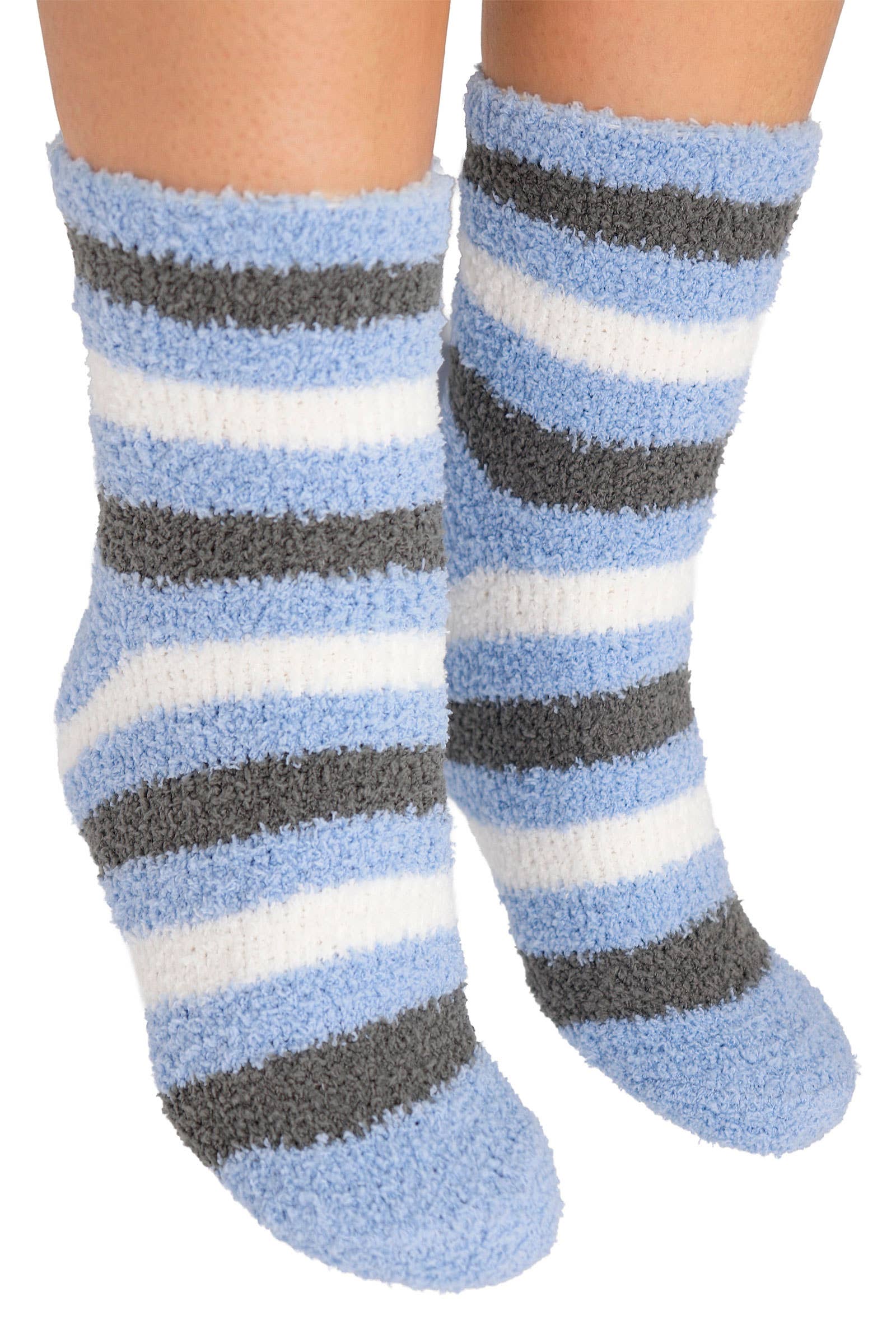 ASSORTED Stripe Fuzzy Fleece Mid-crew Cozy Lounge Socks for wholesale on Faire1