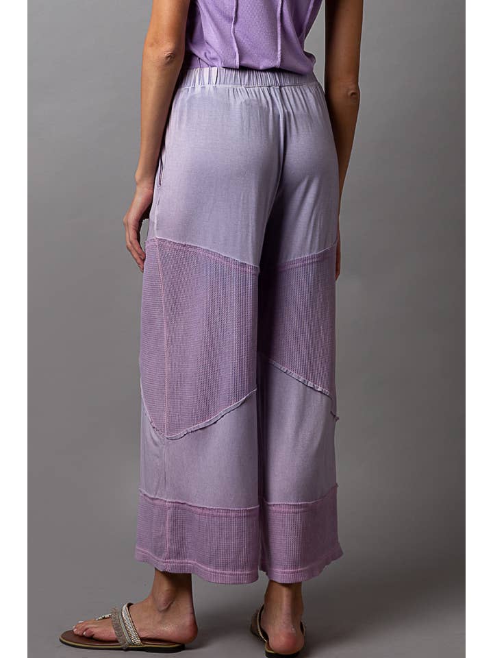 Pol Clothing - Wholesale Pants - Women's - Contrast ribbed elastic waist casual knit culottes pants20