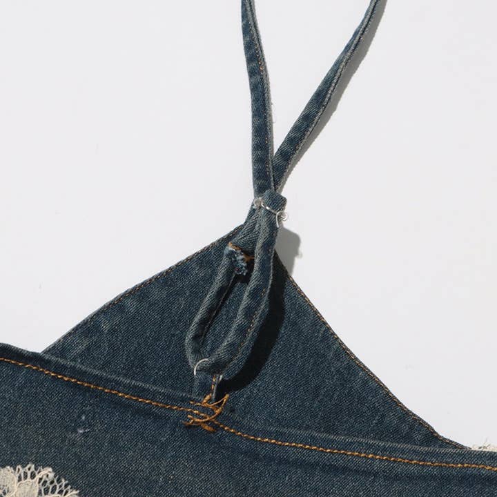 Multi Colored SET8-1 Sexy Lace Suspender Top & Denim Shorts Set for wholesale on Faire8