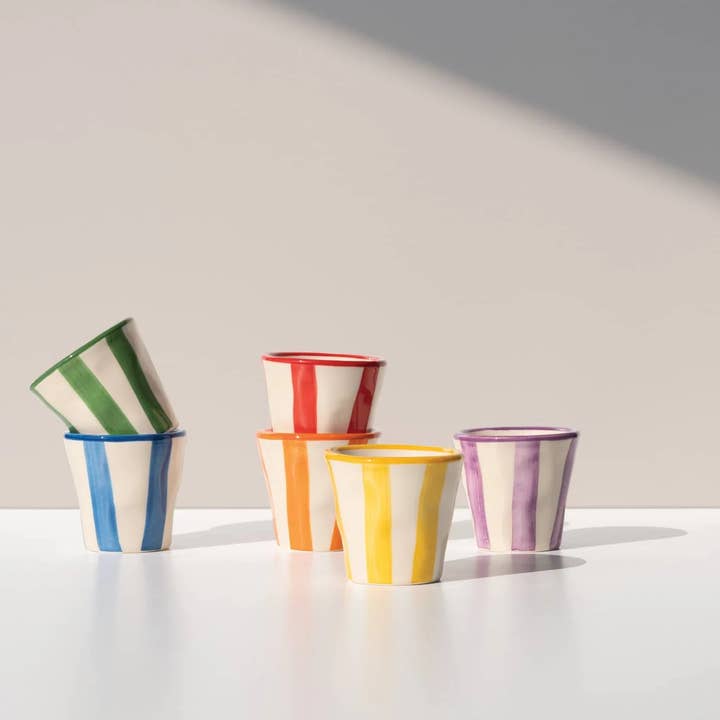 Zafferano America - Wholesale Coffee/Tea Cup - Lido Righe Espresso Shot Cups (Assorted Set of 6)