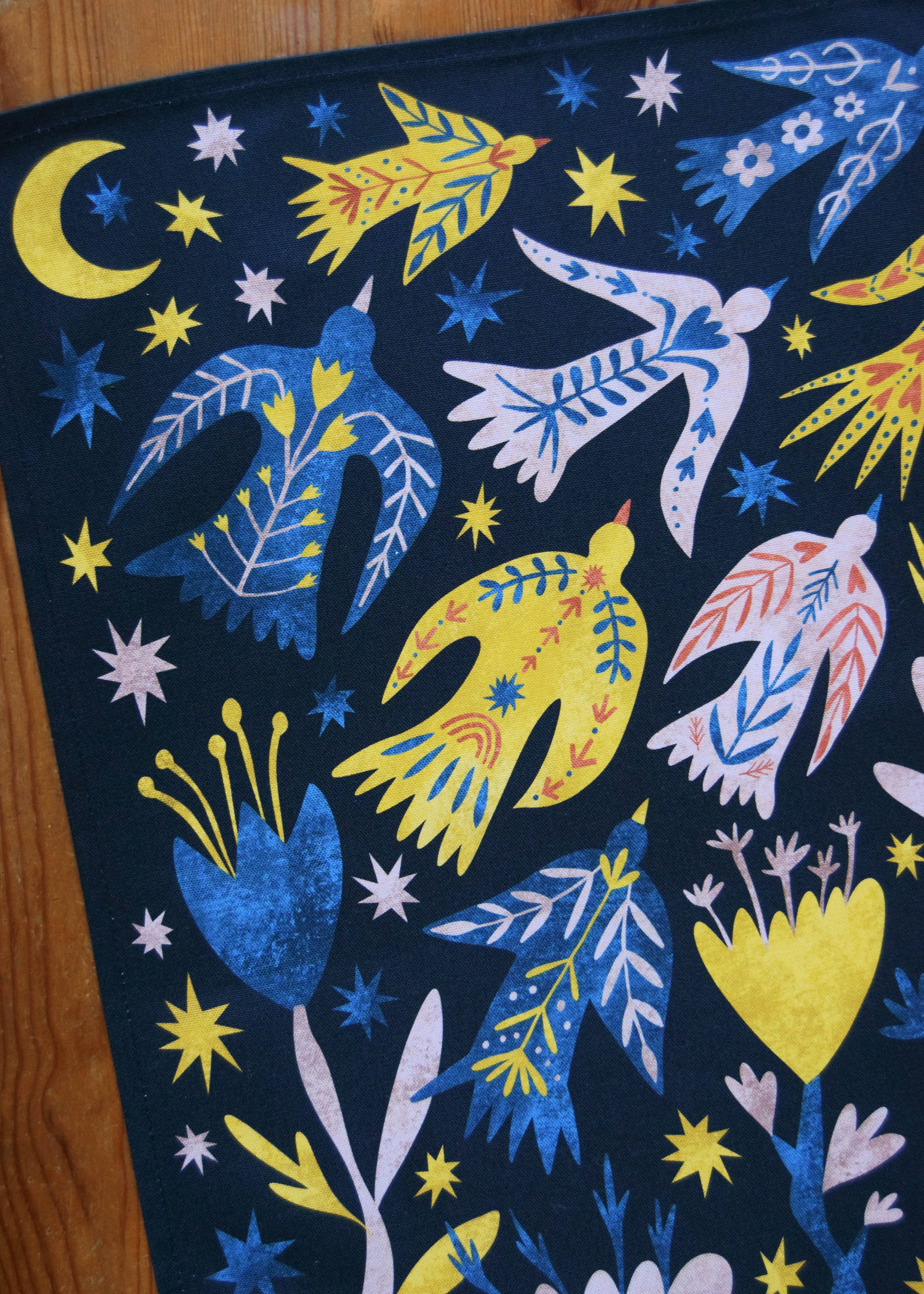 Freya Snow - Vente Torchons - Torchon Folk Birds/Torchon à vaisselle en coton/Torchon de cuisine2