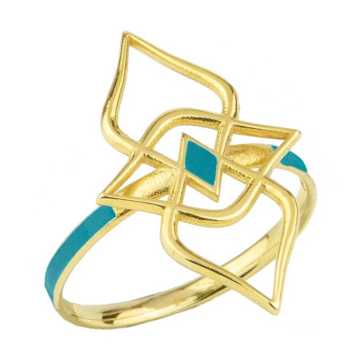 Bague Esthésis — Or, émail pour la vente par Eleni Orfanou