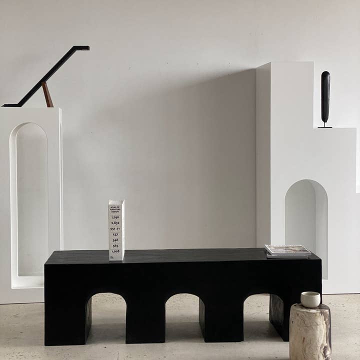 Office Objets - Wholesale Bench - Solid monoxyle wooden bench with sculpted base in 3 arches - Black color162