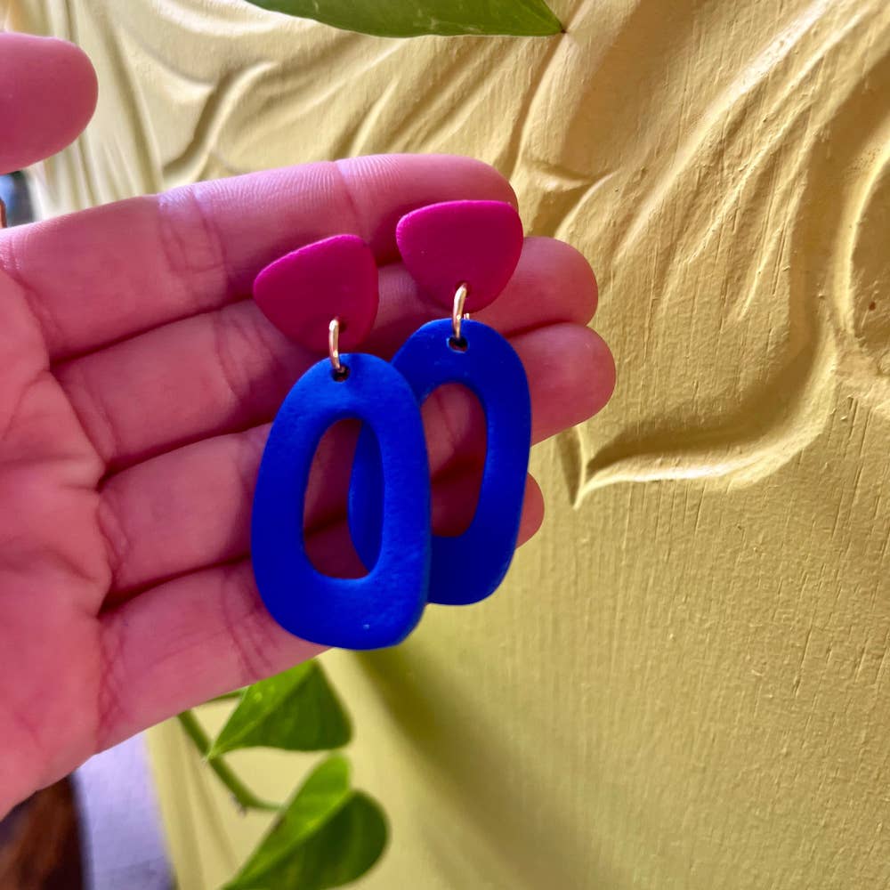 Couleurs cœur - Wholesale Dangle Earrings - Mexico ☀️- Klein Blue / Fuchsia