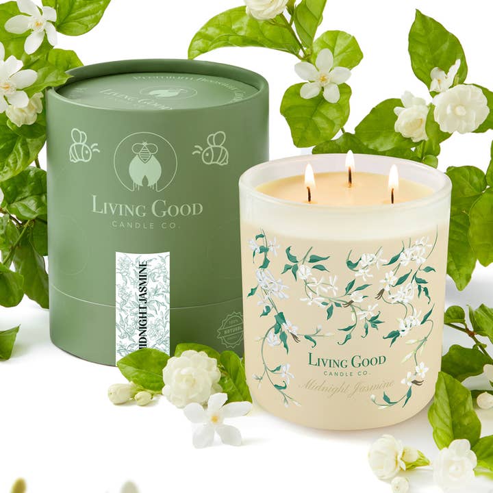 Midnight Jasmine - Beeswax Candle - Soft Floral & Vanilla for wholesale by Living Good Candle Co.