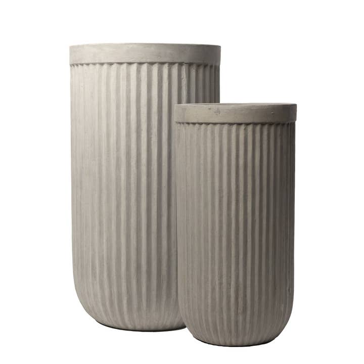 Oakley Fluted Concrete Collection-Tall CN1110 for wholesale by Replica Plants and Decor