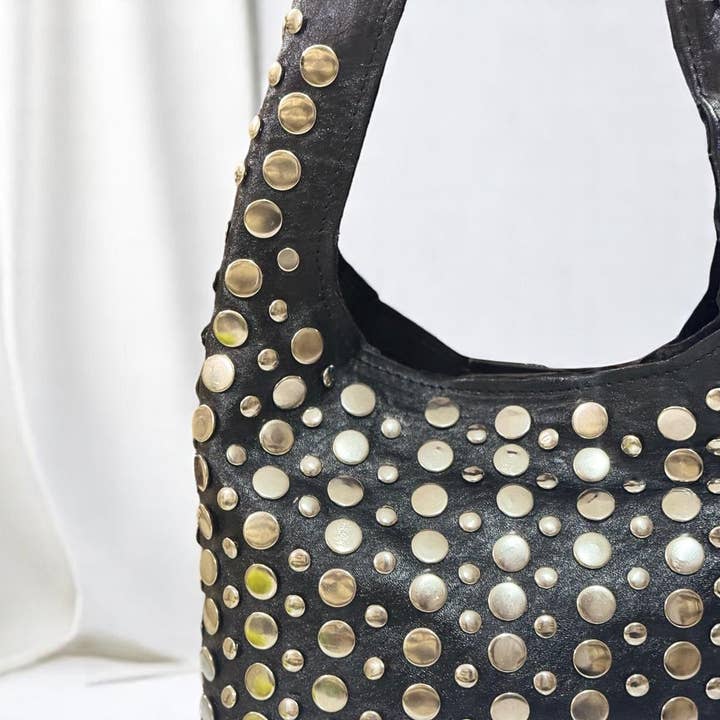 Melecraft – wholesale Shoulder bag – women's – Black Leather Studded Shoulder Bag – Handmade in Morocco1