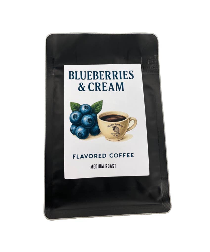 The Blue Strawberry Coffee Co - Wholesale Ground Coffee - Blueberries and Cream (Flavored Coffee)1