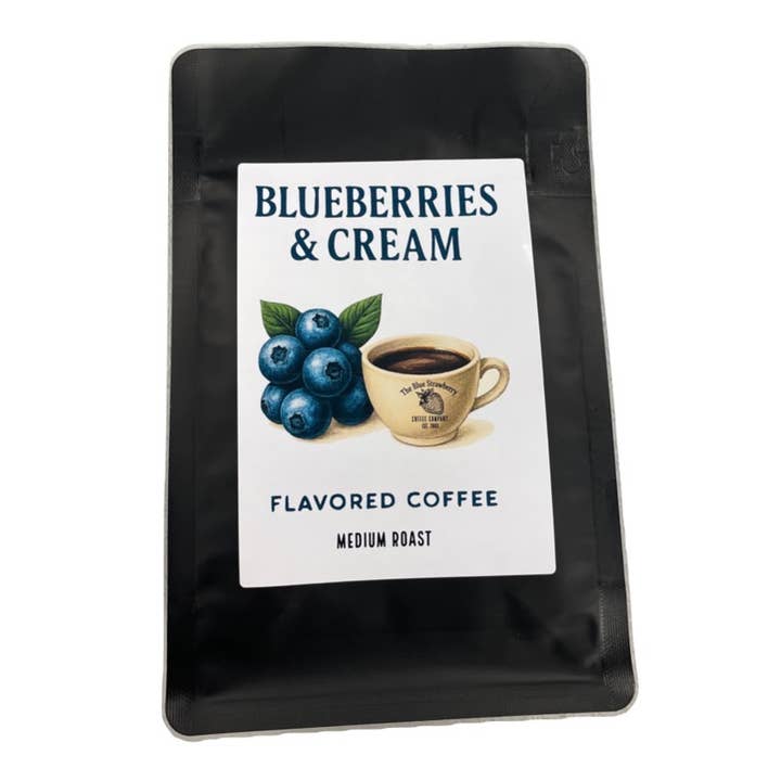 The Blue Strawberry Coffee Co - Wholesale Ground Coffee - Blueberries and Cream (Flavored Coffee)1