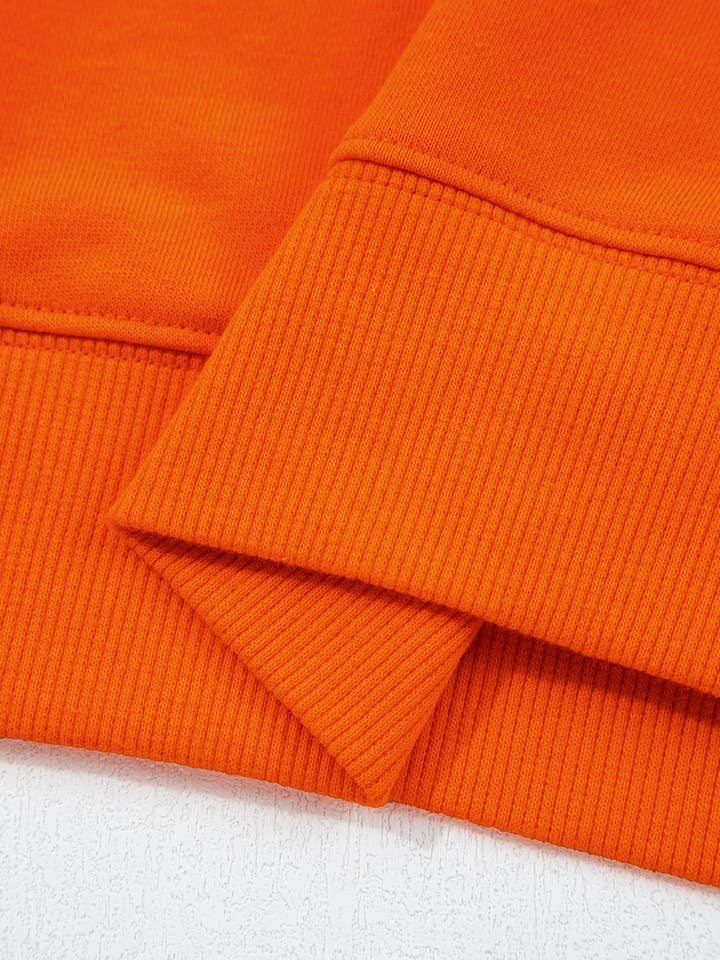 Orange Varsity Striped Sleeve Drop Shoulder Sweatshirt and Short Set for wholesale on Faire6