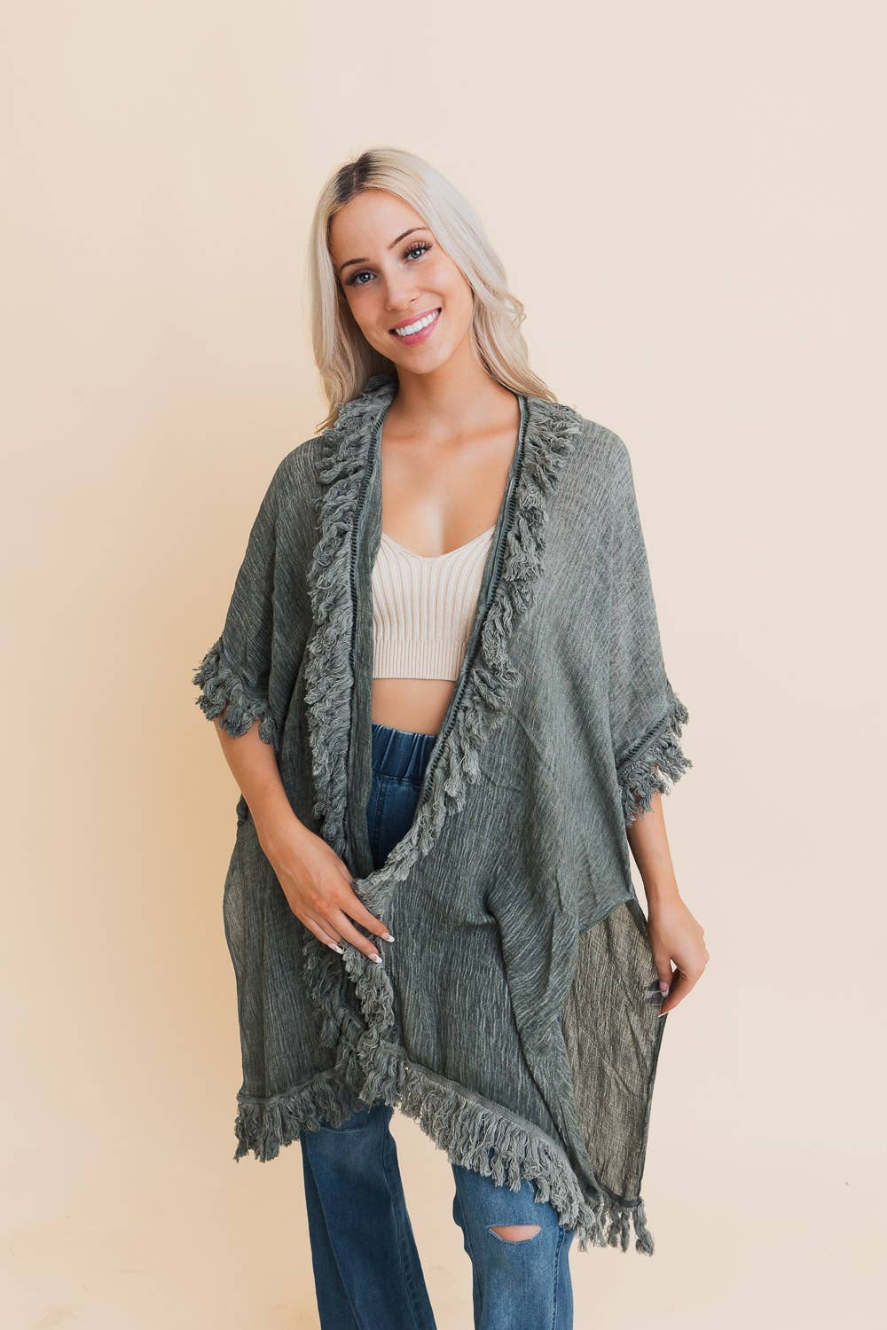 Leto Accessories – wholesale Kimono – Women's – Bestselling Sun-bleached Fringe Ruffle Kimono☀️2