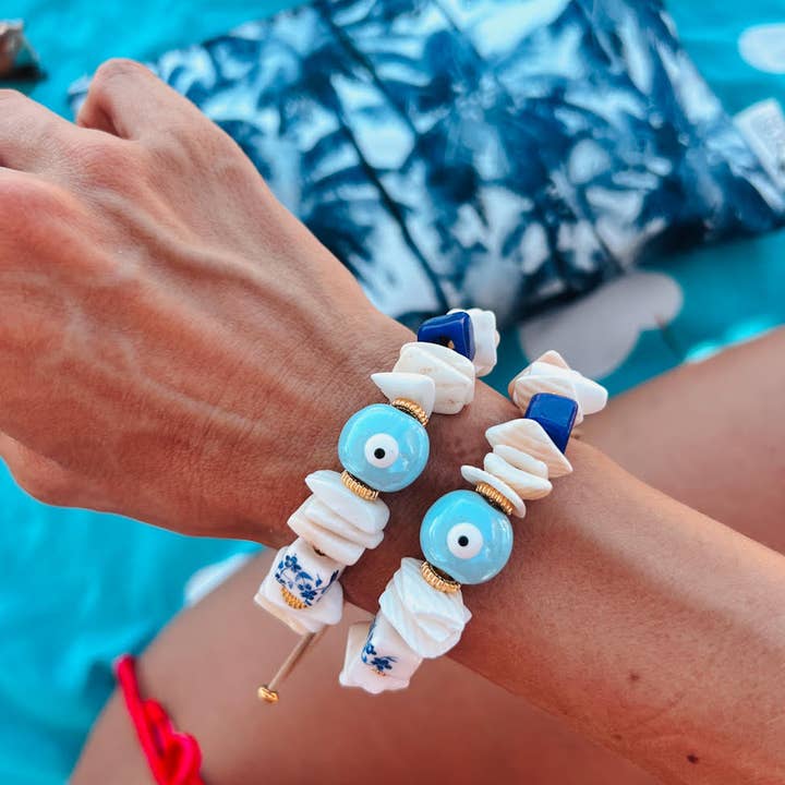 Goupi - Wholesale Beaded Bracelet - Shell and ceramic beaded summer bracelets0