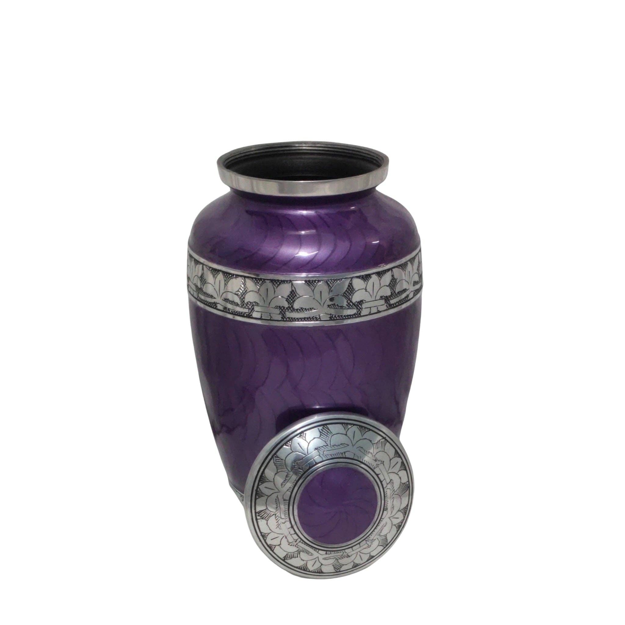 Plutus imports – wholesale Urn – Aluminum Classic Leaf Pattern Adult Cremation Urn6