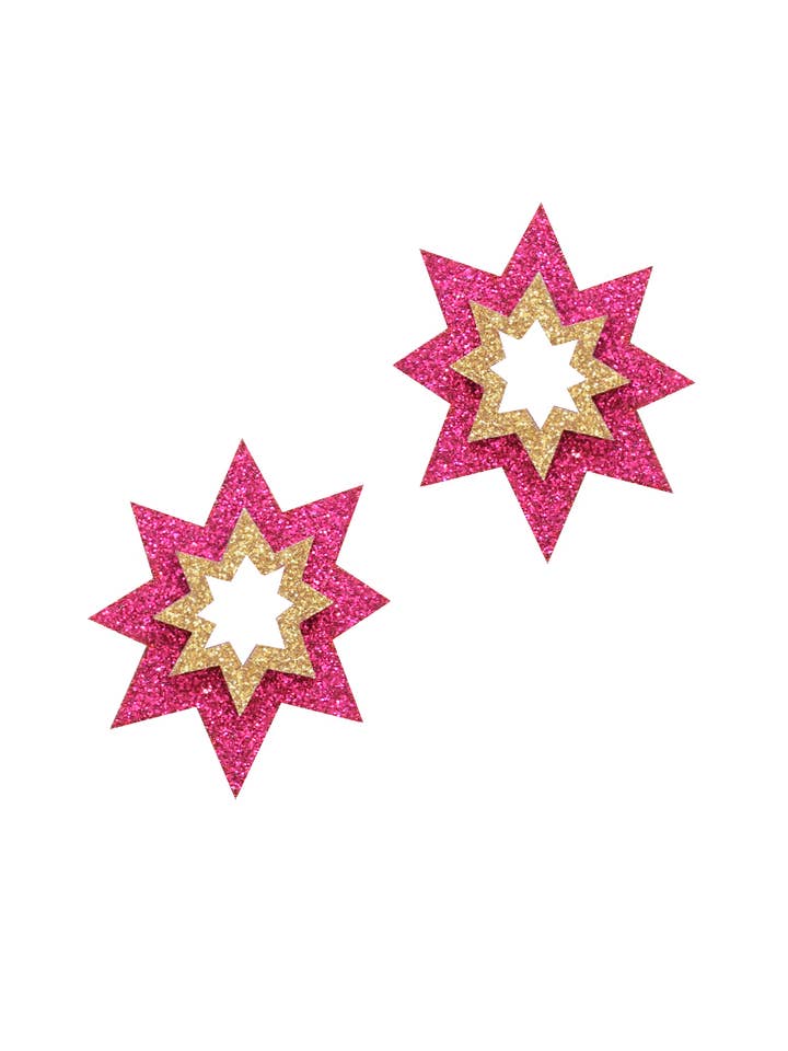 Orecchini a bottone Bang Bang Spark - Mid in magenta + oro per la vendita all'ingrosso da parte di Kam Creates