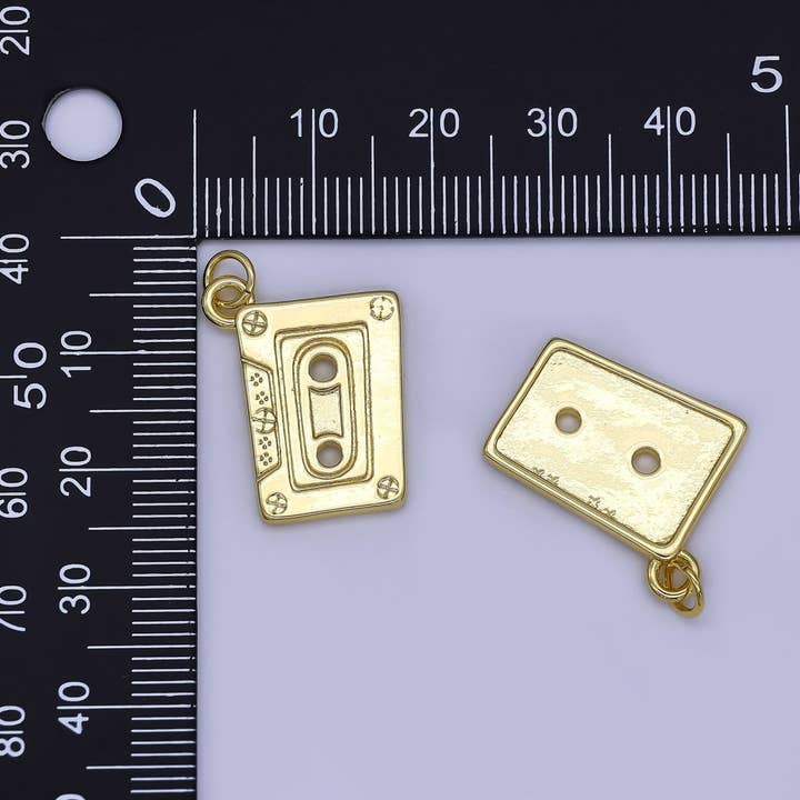 Aim Eternal - Wholesale Individual Charm/Pendant - 24K Gold Filled Minimalist Cassette Tape Charm | N12991