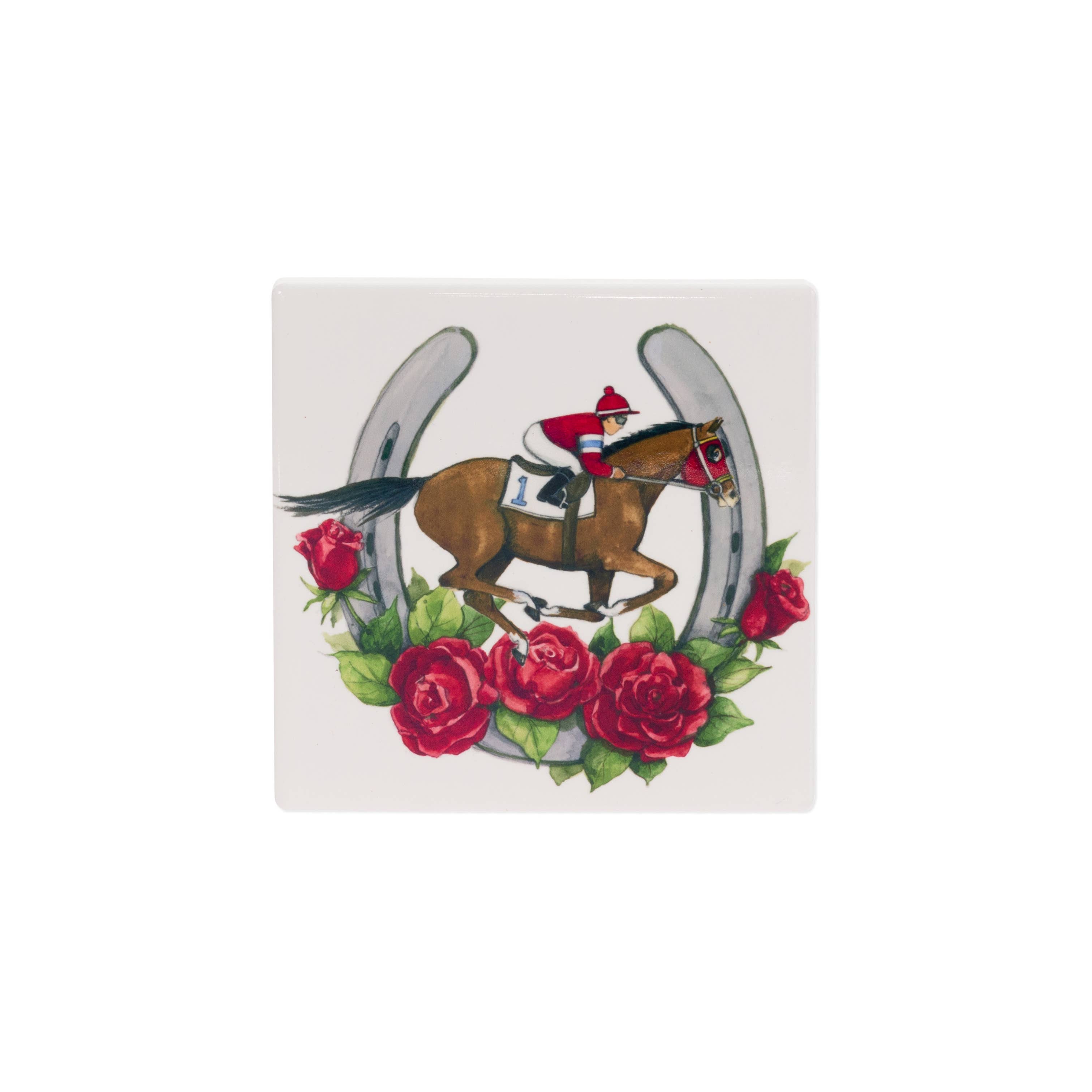 Boston International - Wholesale Coasters - Kentucky Derby Jockey & Julep 4" Ceramic Coaster1