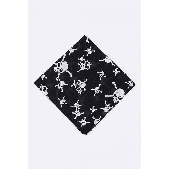 Skull Patterned Square Cotton Bandana for wholesale by LA Jewelry Plaza