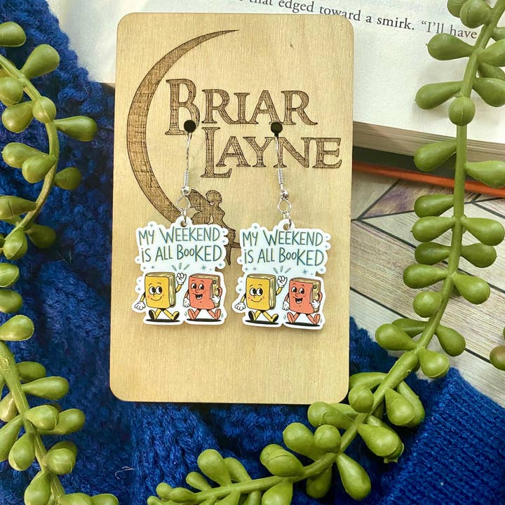 Briar layne - Wholesale Dangle Earrings - My Weekend Is Booked Book Lover Earrings #2