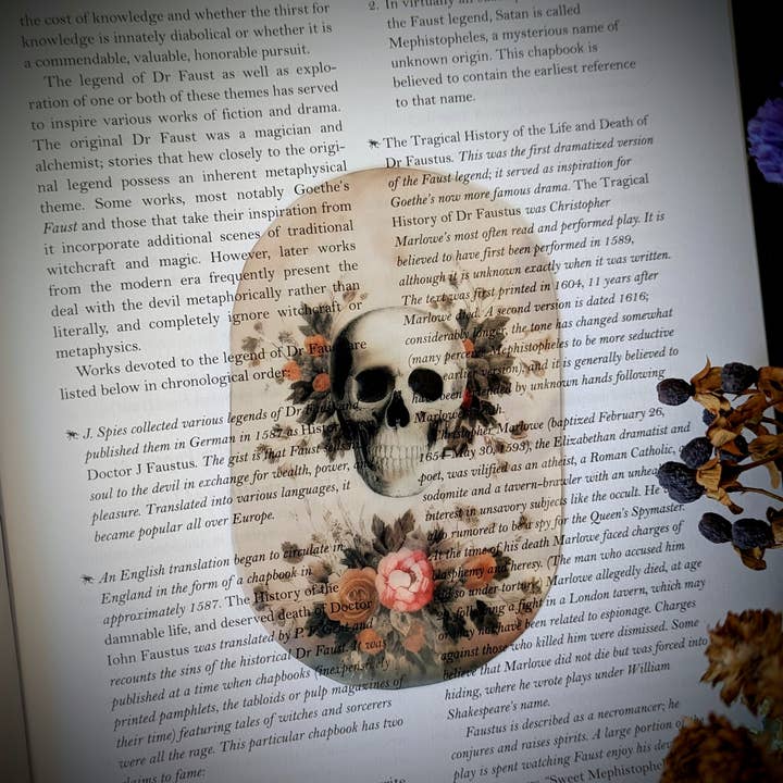 Segnalibro trasparente, stile vintage, acquerello, teschio per la vendita all'ingrosso da parte di Dark Veinlet