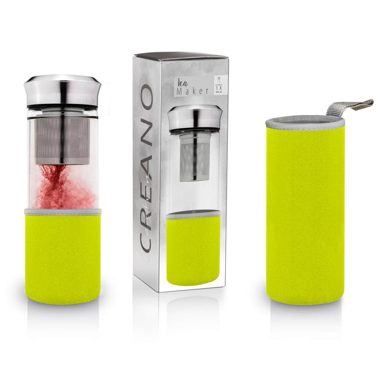 Creano - Wholesale Tea Strainer/Infuser - Tea maker “Teamaker” 400ml with neoprene case; green1