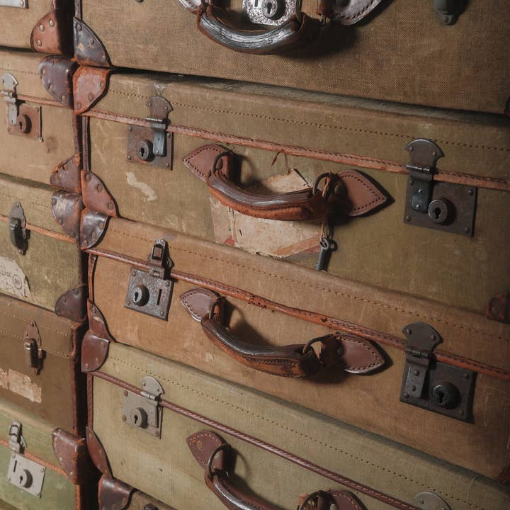 Golden Oldies Antiques - Wholesale Luggage - Vintage British Military Canvas Suitcase1