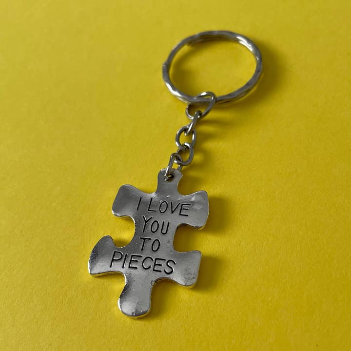 Jag älskar dig till bitar pussel citat nyckelring nyckelring Un för wholesale av Roshni Desai & Things