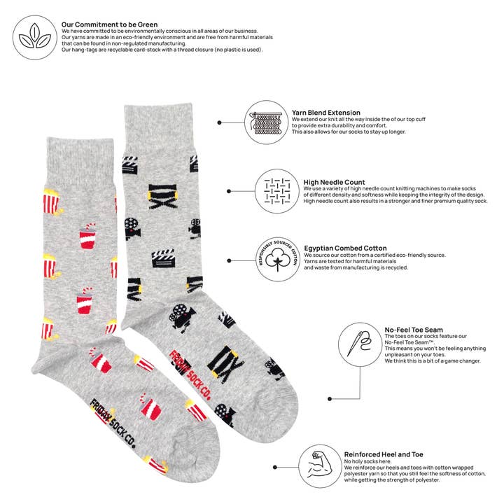 Friday Sock Co. - Wholesale Socks - Men's - Men’s Movie Camera & Popcorn Socks1